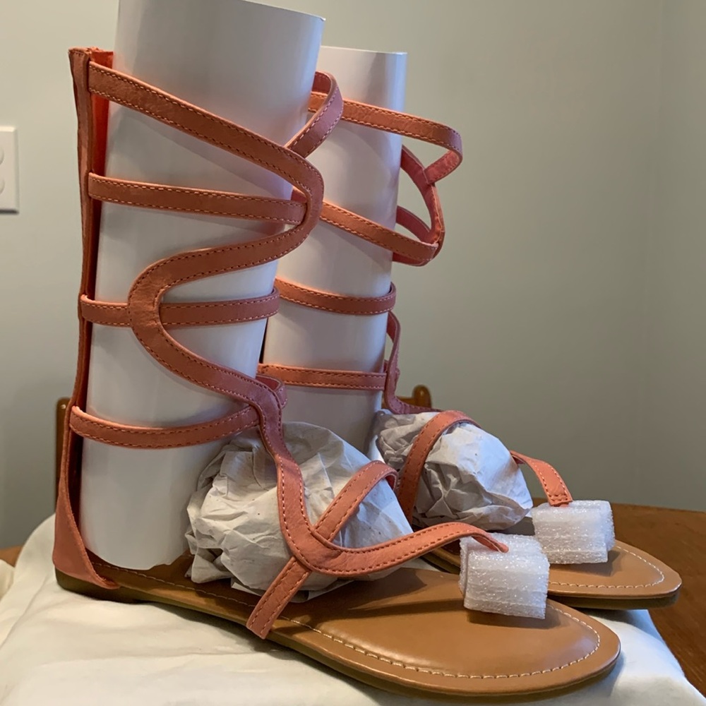 Coral Roman sandals